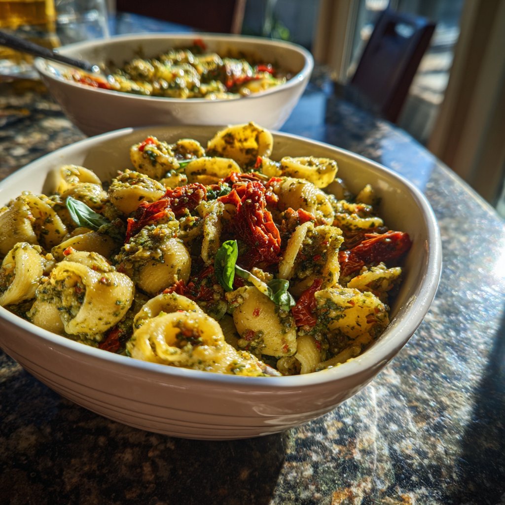 Mediterraner Nudelsalat Mit Pesto