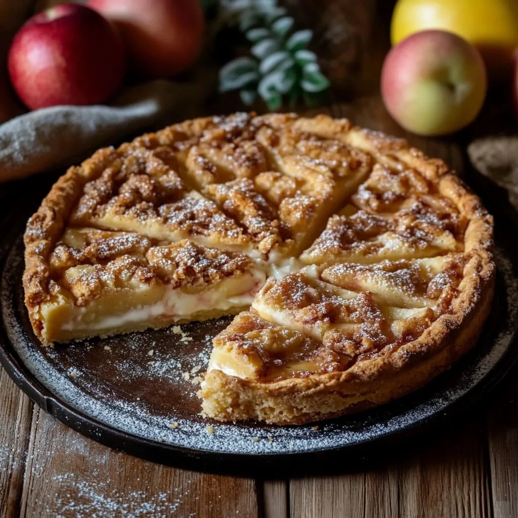 Cremiger und würziger Bratapfel-Käsekuchen mit Zimtstreuseln