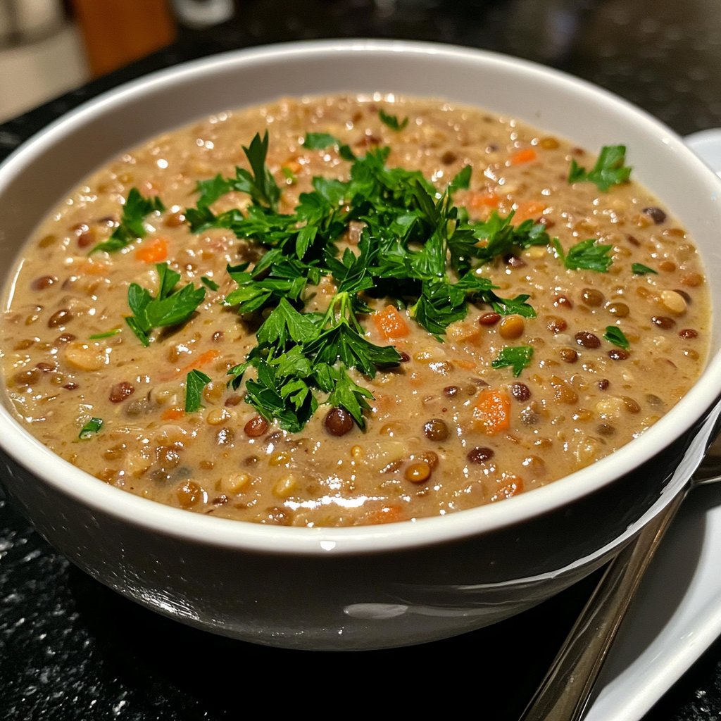 Linsensuppe mit Petersilie