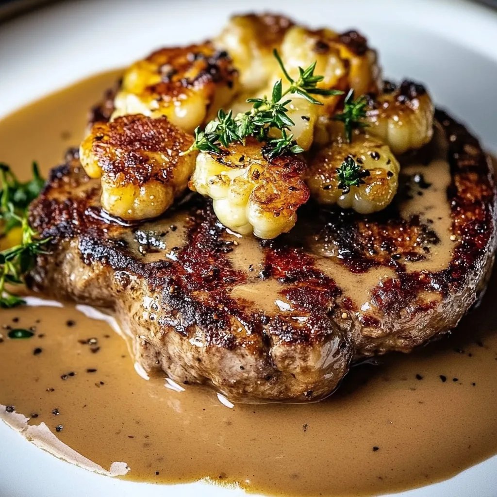 Blumenkohlsteak mit Pfefferrahmsauce