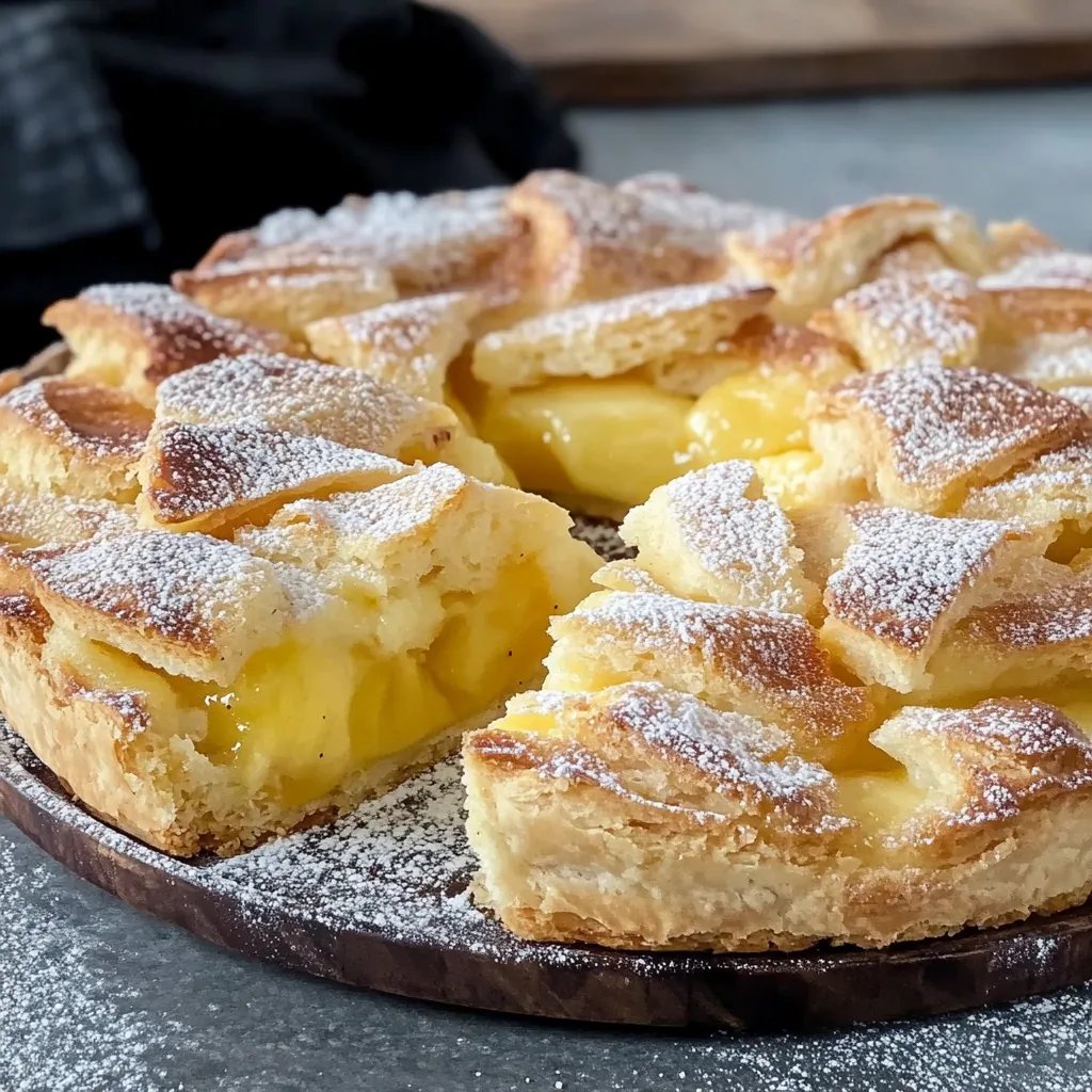Blätterteig Kuchen mit Pudding und Apfel