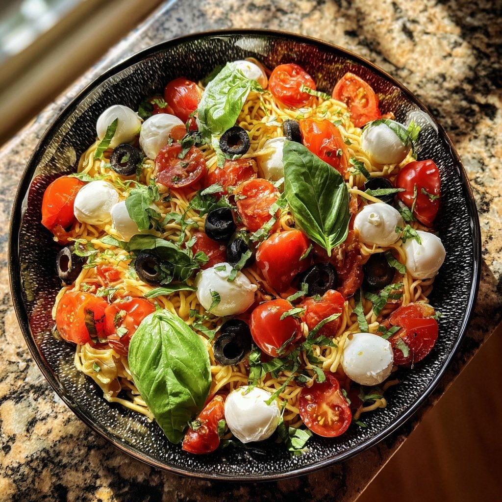 Mediterraner Nudelsalat Mit Basilikum
