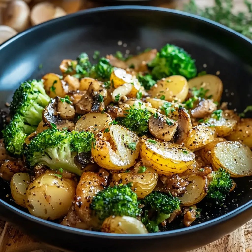 Brokkoli Kartoffel Pfanne mit Pilzen