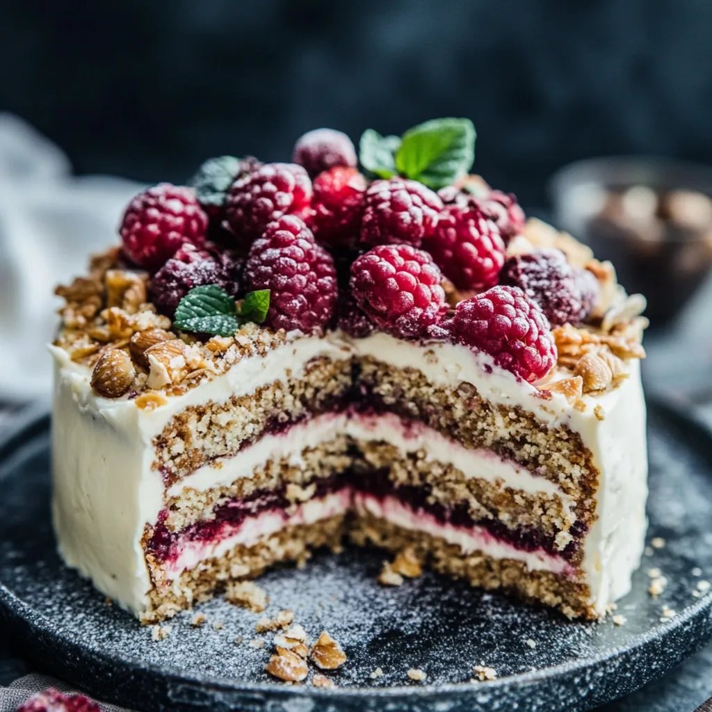 Haselnuss-Nougat-Torte mit Sauerkirschen